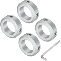 sourcing map Schraubschaftmanschette für 20-mm-Schaft, 4 Klemmmanschetten 32 mm Außendurchmesser, 10 mm Dicke, Klemmkragen aus Aluminiumlegierung mit M6 Stellschrauben und einem Schraubenschlüssel