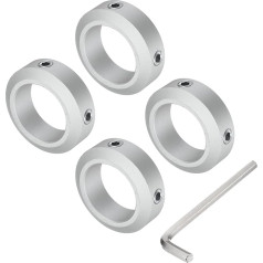 sourcing map Schraubschaftmanschette für 32-mm-Schaft, 4 Klemmmanschetten 48 mm Außendurchmesser, 15 mm Dicke, Klemmkragen aus Aluminiumlegierung mit M8 Stellschrauben und einem Schraubenschlüssel