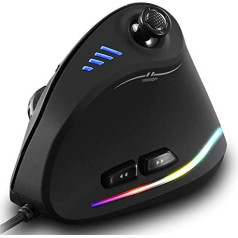 Zeerkeer Vertical Gaming Mouse RGB Wired Ergonomic Mouse with Joystick, 11 Programmable Buttons, 5 Adjustable DPI (1500-2500-4000-7000-10000) for Computer Gamers