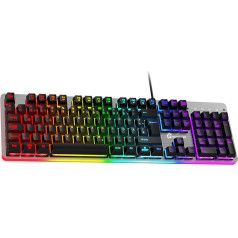 GEODMAER RGB Gaming Keyboard, 104 Keys Wired Gaming Keyboard, 8-Zone RGB Lighting, Metal Plate, Programmable Macro Gaming Keyboard for PC, Laptop, Mac, Xbox