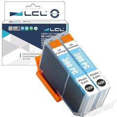 LCL Compatible Ink Cartridge PFI-300 PFI-300PC Pigment (2 Pack Photo Cyan) Compatible with Canon imagePROGRAF PRO-300