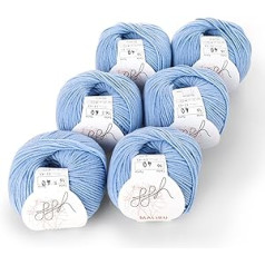 ggh Malibu Box - 6 Balls - Cotton Blend for Knitting or Crocheting - Colour 016 - Light Blue