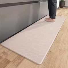 Color G Kitchen Runner 44 x 240 cm, Anti-Fatigue Kitchen Rug Washable Non-Slip Leather Rug Kitchen Oil Resistant Waterproof for Kitchen, Dining Room, Living Room, Office (Beige)