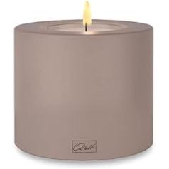 Qult Farluce Trend • Taupe • Diameter 10 cm Height 8 cm • Tea Light Holder in Candle Shape • Plastic Candle in Candle Look • With Tea Light Insert • Includes 1 TLM16 Maxilight Tea Light (for Diameter 10 and 12 cm)
