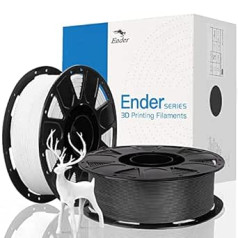 Creality Official 3D Printer Filament, Ender PLA Filament 1.75 mm, No Tangle, Strong Binding and Overhang Performance, Dimensional Accuracy +/- 0.02 mm, 1 kg/Spool x 2, White and Black - 2 kg