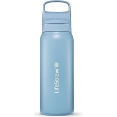 LifeStraw Go Series Insulated Stainless Steel Water Bottle with Water Filter 700 ml for Travel & Everyday Use - Removes Bacteria, Parasites, Microplastics + Improved Taste, Icelandic Blue (Blue)