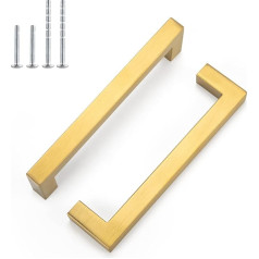 Lontan LSJ12GD 6 x Bar Handles, Rail Handles with Hole Spacing, 76 mm Bar Handle, Drawer Handles, Furniture Handle, Gold