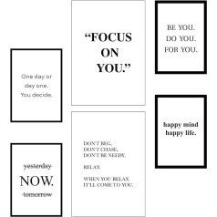 01 Poster Set 2 Posters DIN A3 + 4 Posters DIN A4 Black White Motivation - Affirmations Bedroom Kitchen Wall Picture Wall Decoration with Saying without Frame Affirmation Pictures