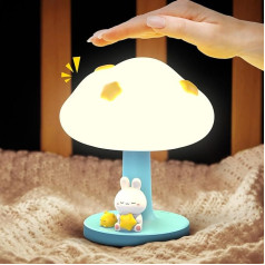 Smiling Shark Children's Night Light, Cloud LED Night Light, Children's Room with 3 Brightness & Touch Control, Rechargeable Baby Room, Silicone Nursing Light, Bedside Lamp for Birthday, Gift,