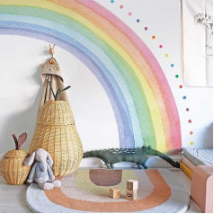 Neukids Large Half Rainbow Stickers and Dotted Stickers Watercolor Kids Wall Stickers Girls Wall Stickers for Kids Room Living Room Nursery Window Wall Decor 200 x