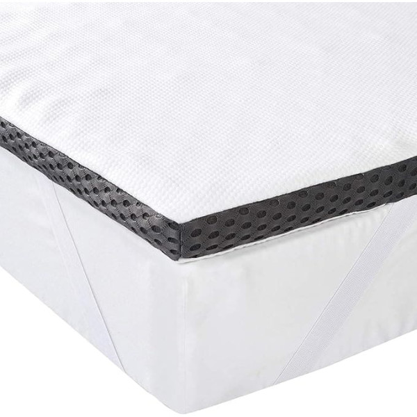 Amazon Basics - Memory Foam Mattress Topper with Ties, 140 x 200 cm, 4 cm Height, White