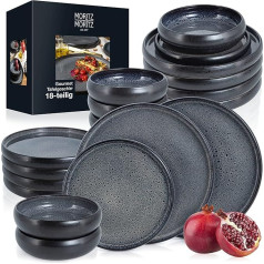 Moritz & Moritz Solid 18-Piece Stoneware Crockery Set for 6 People - Crockery Set of 6 Dinner Plates, Small Plates, Deep Plates