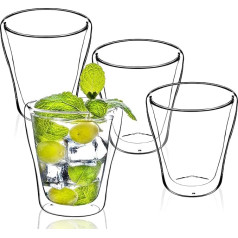 KADAX Double-Walled Glasses Set, 250 ml, Thermal Glasses Made of Borosilicate Glass, Drinking Glasses for Tea, Coffee, Cappuccino, Water, Juice, Iced Tea, Coffee Glasses, Tea Glasses with Floating