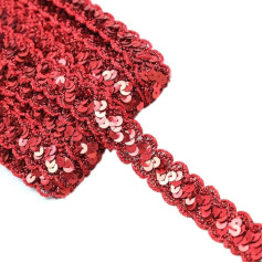 13 Metres 23 mm Glitter Sequins Lace Ribbon Sequin Ribbon Lace Trim Braided Decorative Ribbon Trimming Ribbon Sequin Ribbon Trim Border for DIY Sewing Costumes Craft Embellishments Red