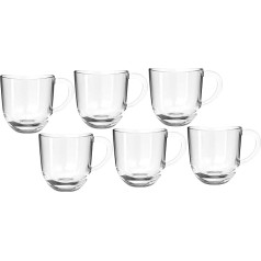 Leonardo Napoli 024203 Latte Macchiato Cups, Set of 6, Dishwasher-Safe Coffee Cups, Glass Cup with Handle, Microwave-Safe, 380 ml, Set of 6