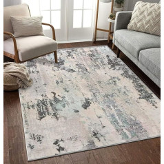 ASIinnsy Rug Living Room Short Pile Abstract Rug Large Grey Modern Rugs for Living Room Bedroom Soft Non-Slip Modern Decoration (Beige/Multicoloured, 160 x 200 cm)