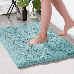 Deconovo Water-Absorbent Bath Mat, Non-Slip Bath Mat, Fluffy Bathroom Rugs, Absorbent Bath Mat, 50 x 80 cm, Turquoise, Pack of 1