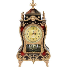 Vintage Style Table Clock, Antique Home Hotel Decorative (Burgundy)