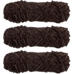 sourcing map Chenille Yarn Soft Blanket Yarn 3x100g Polyester Velvet Fancy Fluffy Yarn Knitting for Crochet Weaving Scarf Coffee