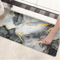 COLOR&GEOMETRY Non-Slip Bath Mat, 43 x 80 cm, Super Absorbent Stone Bath Mat, Non-Slip Washable, Marble Bathroom Rug, Suitable for Bathtubs and Sinks - Black