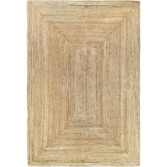 HAMID Jute Teppich, Alhambra Teppich Handgewebt 100% Naturfaser de Jute, Wohnzimmer, Schlafzimmer, Flurteppich, Farbe Natur (120x170cm)