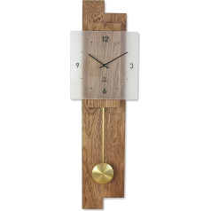 Natuhr Pendulum Clock Wood Smoked Forest Silent Solid Wood Rustic Oak Mineral Glass U.T.S. Movement Made in Germany (Pendulum Clock Dark Oak Pendulum Gold Radio-Controlled Movement)