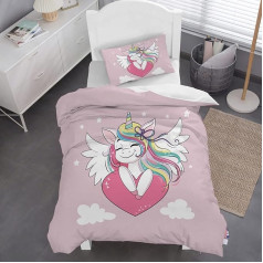 Caregchrisj Bed Linen 135 x 200 cm Unicorn Bed Linen Soft Microfibre Children's Bed Linen Unicorn Breathable Bed Linen Teenager Girls 2-Piece Bed Linen 1 x Duvet Cover + 1 x Pillowcase 80 x 80 cm