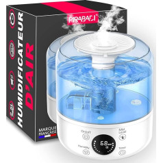 Humidifier for Babies, Children, Animals & Plants | Ultrasonic Humidifier Quiet and Adjustable | for Bedrooms & Large Room | BPA Free | Automatic Shut-Off | French Brand