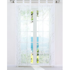 ESLIR Sliding Curtains, Burnout Panel Curtains, Set of 2 Curtains with Loops, Transparent Curtain, White #3, W x H 57 x 175 cm, Pack of 2