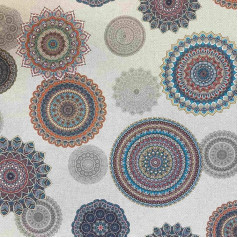 Kt KILOtela Stain Resistant 100% Cotton Fabric - 200 cm Length x 140 cm Width - Mandala - Beige Background - 2 m