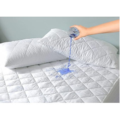 ZNR® Quilted Waterproof Mattress Protector Double 40cm Extra Deep Fitted Sheet Style Hypoallergenic Dust Mite Proof Breathable Noiseless (Double Bed)