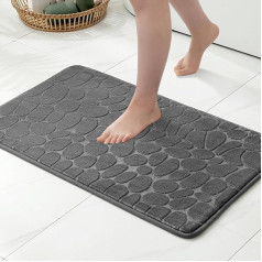 MIULEE Geometric Bath Mat, Memory Foam Bathroom Rug, Bath Mat, Memory Foam Shower Mat, Rug, Bath Mat, Door Mat, Non-Slip Mat for Bathroom, Living Room, 50 x 80 cm, Grey