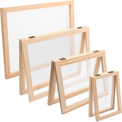 Ehuihuan 4 Sizes Paper Draw Frame, Wooden Paper Making Frame B4, A4, A5, A6 Paper Scoop Frame Set, Reusable Paper Making Scoop Frame for DIY Paper Crafts