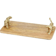 Artesà Rectangular Serving Platter Mango Wood with Leopard Handles, 32 x 15 cm