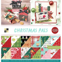 DCWV 36 Multi Coloured Christmas Card with Glitter Accents