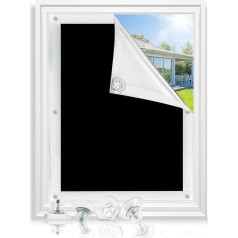Bicolic Blackout Roller Blind with Suction Cups, Portable Blackout Roller Blinds for Sticking, 96 x 115 cm, Temporary Blackout Material Sheet, No Drilling Required, for Windows, Bedroom, Roof, Black
