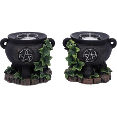Nemesis Now 2 x Black Ivy Cauldron Candle Holders 11cm