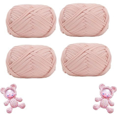 Spldsun 4 Pieces DIY T-Shirt Yarn, Weaving Yarn, Crochet Yarn, T-Shirt Yarn, Knitting Crochet Yarn, for Knitting Crochet Yarn, Basket Weaving Accessories (Flesh Pink)