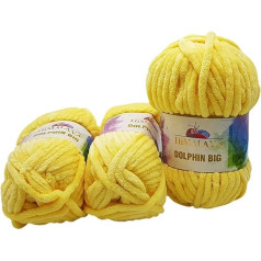 Ilkadim 3 x 200 g Himalaya Dolphin Big Knitting Wool, Extra Thick, Baby Wool, 600 g Super Bulky Wool (Yellow 76702)