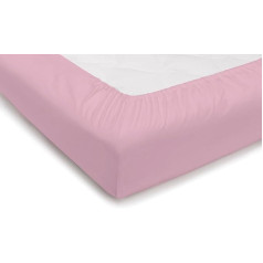 PENSIERI DELICATI Double Flat Sheet 180 x 200 cm, Double Flat Sheet Plain with 25 Corners, 100% Cotton, Made in Italy, Pink