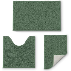 RUN HELIX Bath Mat 40 x 60 cm, 2 cm Fluffy Long Hair Non-Slip Super Absorbent Machine Microfibre Washable Bath Mat for Bathroom Bath Floor Grey