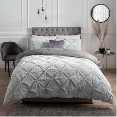 Sleepdown Ruffled Faux Fur Fleece Duvet Cover Set with Pillowcases Warm Cosy Super Soft Single (135x200cm) - Grey Polyester