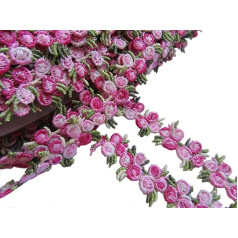 YYCRAFT Schleife Spitzenrand Band Hochzeit Applikation DIY Nähen Basteln Vintage Verzierungen Basteln Hochzeit Braut, Spitze, rose, Venise Rose 1/2