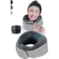 AIRTH® 360° Memory Foam Travel Neck Pillow with Smart Velcro Fastener - Ergonomically Supportive Neck Pillow with Washable Cover for Ultimate Comfort and Relaxation
