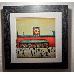 Greetingles Lowry-Style Gerahmter Druck, quadratisch, 31 cm, schwarzer Eschenrahmen (Lowry, Lidl)