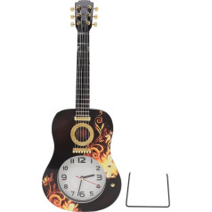 Cyrank Musikgitarren-Wanduhr, Leise, Nicht Tickende Uhr, Simulation, Ukulele-förmig, Dekorativer Wecker Für Schlafzimmer, Studentenwohnheim, Büro(mit Ständer)