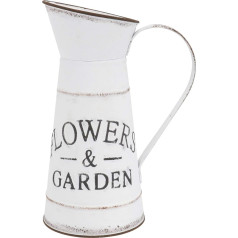 GANAZONO Shabby Chic Flowers Jug Vase Jug Farmhouse Country Decorative Bucket Home Decor Planter White 29.5cm