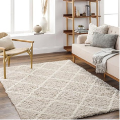 Surya Toledo Shaggy Berber Rug - Fluffy Rug for Living Room, Dining Room, Bedroom, Abstract Long Pile High Pile Rug White Fluffy and Easy Care - Rug Large 200 x 274 cm in White
