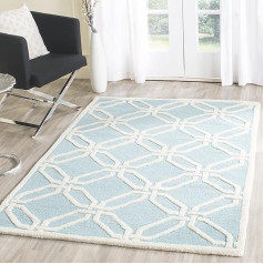 SAFAVIEH Modern Teppich für Wohnzimmer, Esszimmer, Schlafzimmer - Cambridge Collection, Kurzer Flor, Hellblau und Elfenbein, 91 X 152 cm