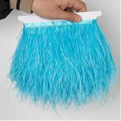 1 Yard Flauschige Straußenfedern Fransenbesatz 8-10cm Band zum Nähen von Kleidung Nähen Feder Dekoration Basteln-Himmelblau